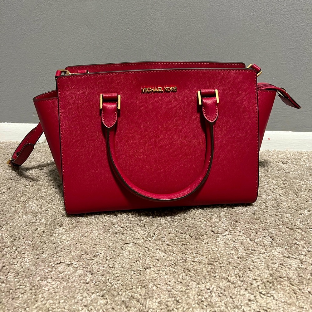 Michael Kors- Berry Satchel Leather Medium Sized Crossbody Purse